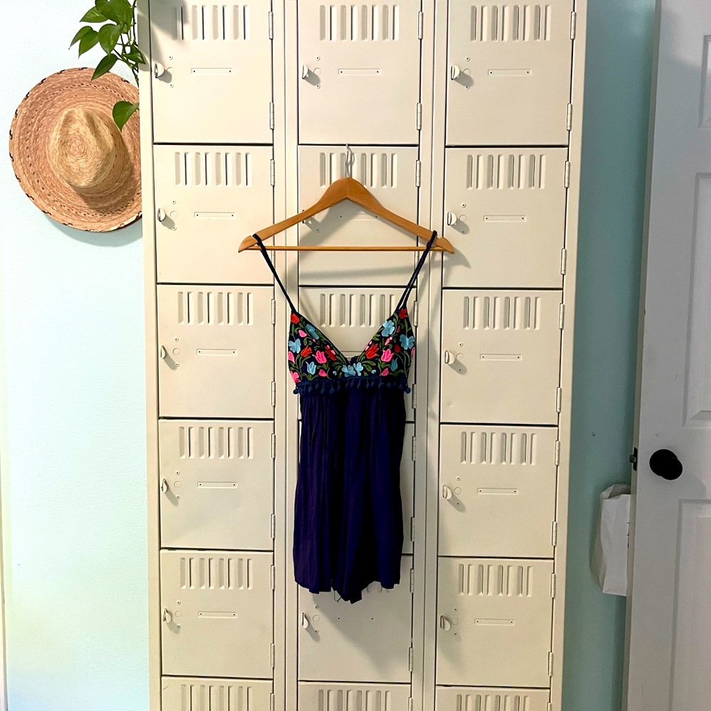 Beautiful floral appliqué romper!